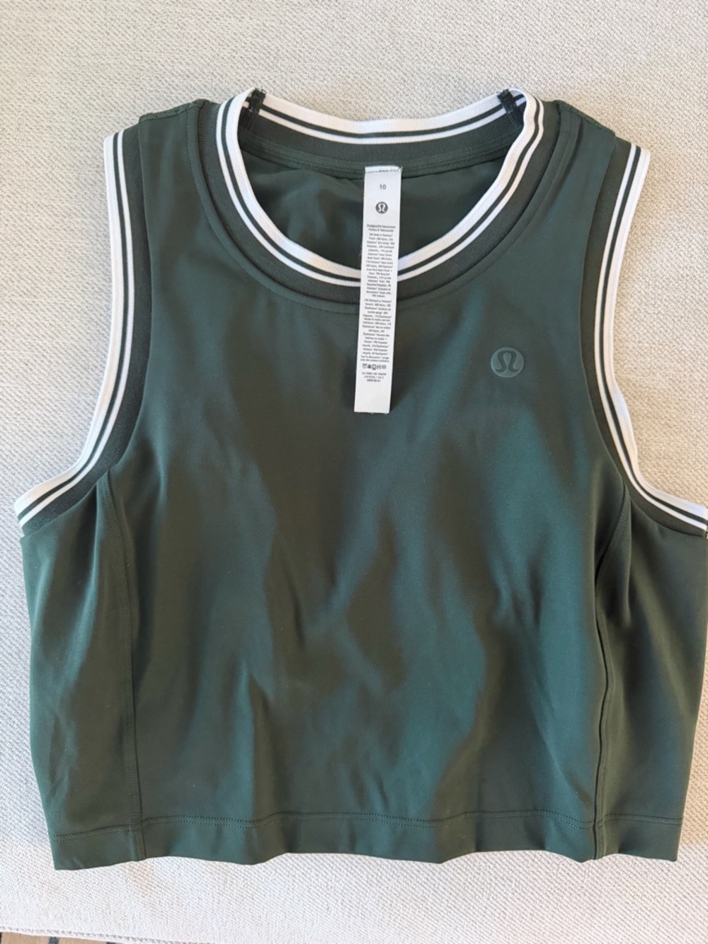 lululemon athletica Deep Green Athletic Tank with White Trim